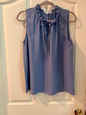 Violet & Claire Sleeveless Ruffle Tie-Neck Camisole - Dusty Blue